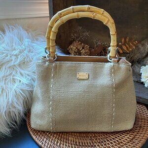 Relic Bamboo Handled Canvas Satchel Purse - Spring, Summer, Tropical Boho Chic